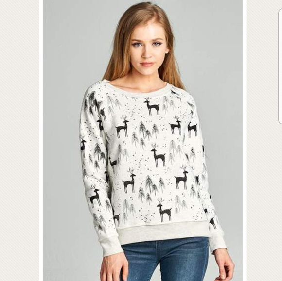 Deer Print Sweatshirt - Picture 1 of 1